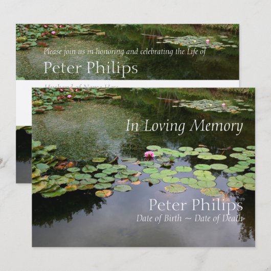 Waterlelie Vreedzame Tuin Viering van het Leven In Kaart (Voorkant / Achterkant)