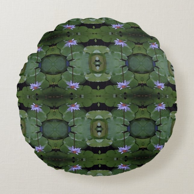 Waterleliepatroon Rond Kussen (Voorkant)