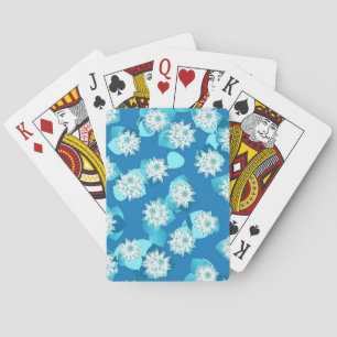 Waterleliepatroon, turquoise, blauw en wit speelkaarten