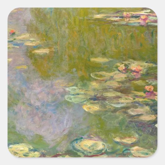 Waterlelies (1919) Claude Monet Impressionisme Kun Vierkante Sticker (Voorkant)