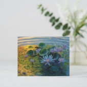 Waterlelies blauw en Paarse van Claude Monet Briefkaart (Staand voorkant)