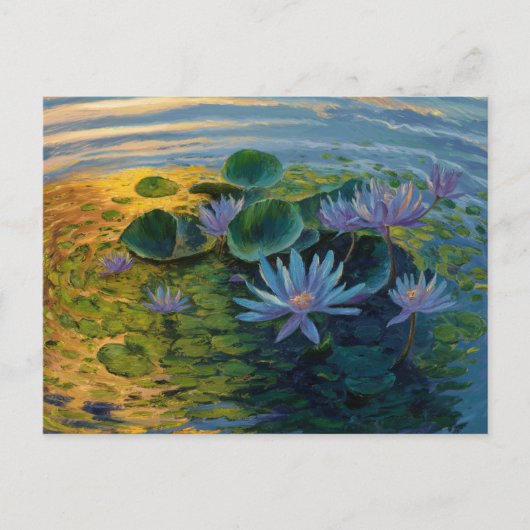 Waterlelies blauw en Paarse van Claude Monet Briefkaart (Voorkant)