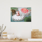 Waterlelies bloemen in een vijver Vintage Poster (Keuken)