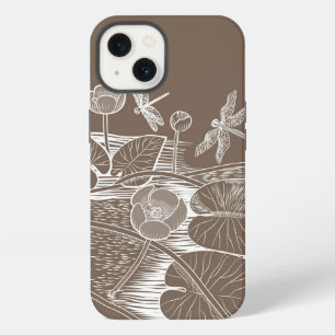 Waterlelies bruin grafisch iPhone 13 hoesje