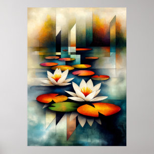 Waterlelies - Cubistische Minimalistische Visie Poster