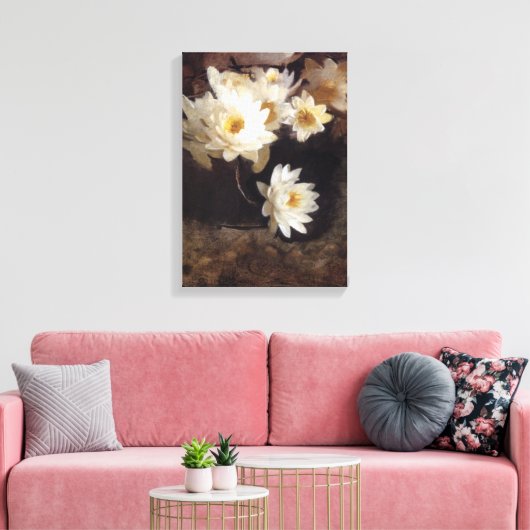 Waterlelies (door Abbott Henderson Thayer) Canvas Afdruk (Insitu (Woonkamer))