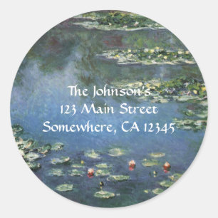 Waterlelies door Claude Monet, Vintage Bloemen Ronde Sticker