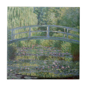 Waterlelies en Japanse voetgangersbrug Tegeltje