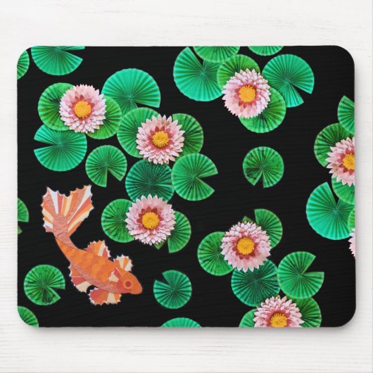 Waterlelies en Koi Fish Mousepad Muismat (Voorkant)