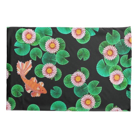 Waterlelies en Koi Fish Pillow Hoesje Kussensloop (Achterkant)