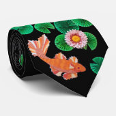 Waterlelies en Koi Fish Stropdas (Opgerold)