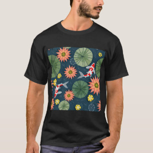 Waterlelies en koi vissen t-shirt