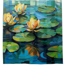 Waterlelies en lotusbloemen waterverf schilderij