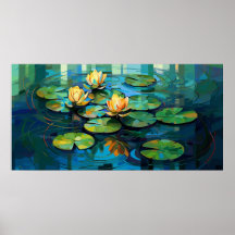 Waterlelies en lotusbloemen waterverf schilderij
