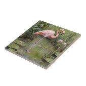 Waterlelies Flamingo en riet olieverfschilderij, Tegeltje (Zijkant)