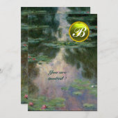 WATERLELIES /GEEL EDLESTEEN MONOGRAM KAART (Voorkant / Achterkant)