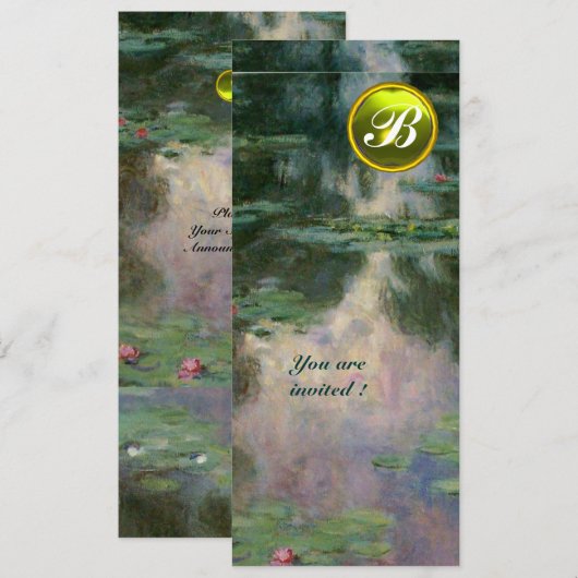 WATERLELIES /GEEL EDLESTEEN MONOGRAM KAART (Voorkant / Achterkant)