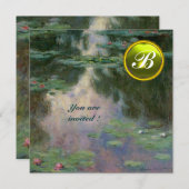 WATERLELIES /GELE EDELSTEEN INITIALEN KAART (Voorkant / Achterkant)