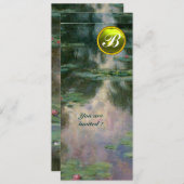 WATERLELIES /GELE EDELSTEEN INITIALEN KAART (Voorkant / Achterkant)