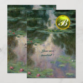 WATERLELIES /GELE EDELSTEEN MONOGRAM KAART (Voorkant / Achterkant)