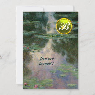 WATERLELIES /GELE EDELSTEEN MONOGRAM KAART