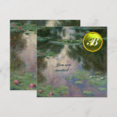 WATERLELIES /GELE EDELSTEEN MONOGRAM KAART (Voorkant / Achterkant)