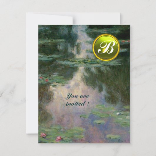 WATERLELIES /GELE EDELSTEEN MONOGRAM KAART (Voorkant)
