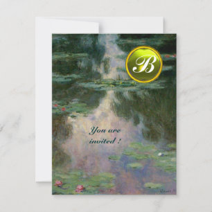 WATERLELIES /GELE EDELSTEEN MONOGRAM KAART