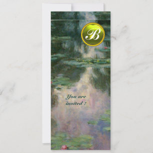 WATERLELIES /GELE EDELSTEEN MONOGRAM KAART