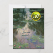 WATERLELIES /GELE EDELSTEEN MONOGRAM KAART (Voorkant)