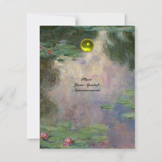 WATERLELIES /GELE EDELSTEEN MONOGRAM KAART (Achterkant)