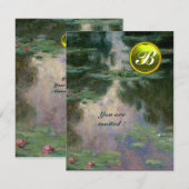 WATERLELIES /GELE EDELSTEEN MONOGRAM KAART (Voorkant / Achterkant)