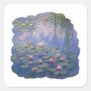 Waterlelies in Monet-stijl fijne kunststicker Vierkante Sticker