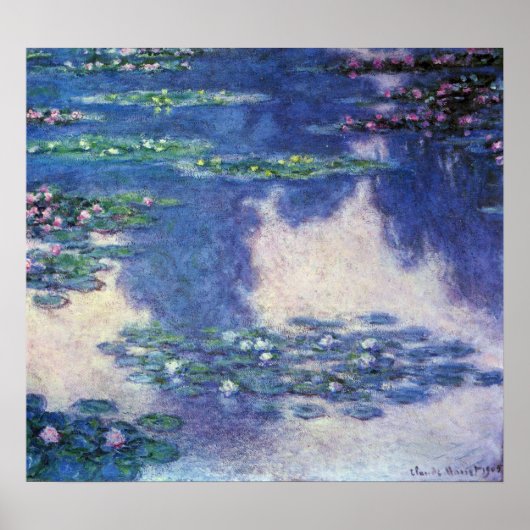 Waterlelies in vijver door Claude Monet, Vintage K Poster (Voorkant)