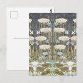 Waterlelies, libellen, moeras art nouveau briefkaart (Voorkant / Achterkant)