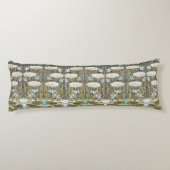 Waterlelies, libellen, moeras art nouveau lichaamskussen (Achterkant)