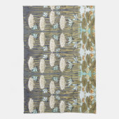 Waterlelies, libellen, moeras art nouveau theedoek (Verticaal)