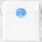 waterlelies - monogram blauw ronde sticker (Tas)