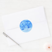 waterlelies - monogram blauw ronde sticker (Envelop)
