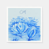 waterlelies - monogram blauw servet (Voorkant)