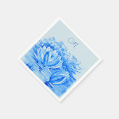 waterlelies - monogram blauw servet (Hoek)