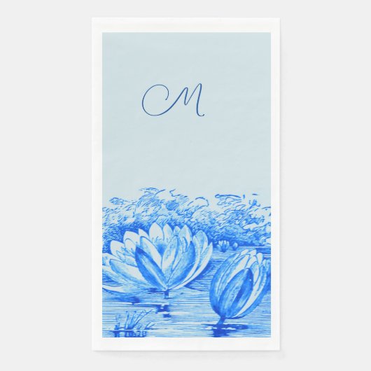  waterlelies - monogram blauw servet (Voorkant)