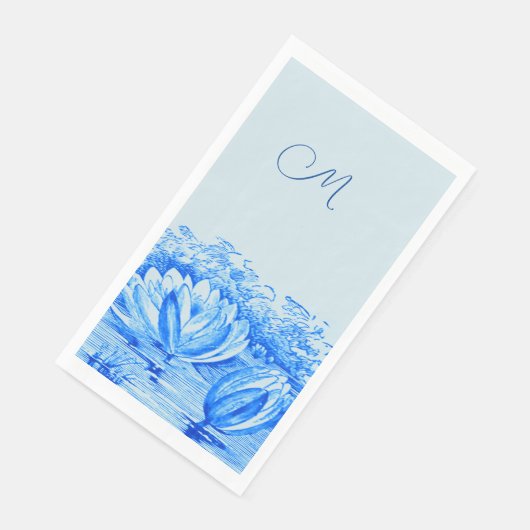  waterlelies - monogram blauw servet (Hoek)