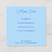  waterlelies - monogram blauw vierkante visitekaartje (Achterkant)