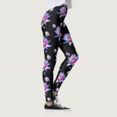 Waterlelies op zwarte achtergrond leggings (Rechts)