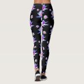 Waterlelies op zwarte achtergrond leggings (Achterkant)