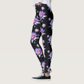 Waterlelies op zwarte achtergrond leggings (Links)