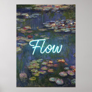 Waterlelies Remix – Neon “FLOW” Muurkunst & Cadeau Poster