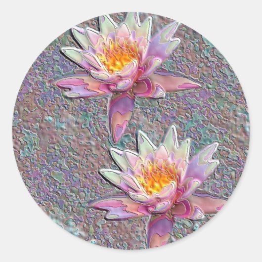 Waterlelies Ronde Sticker (Voorkant)