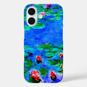 Waterlelies, rood, door Oscar-Claude Monet iPhone 16 Hoesje